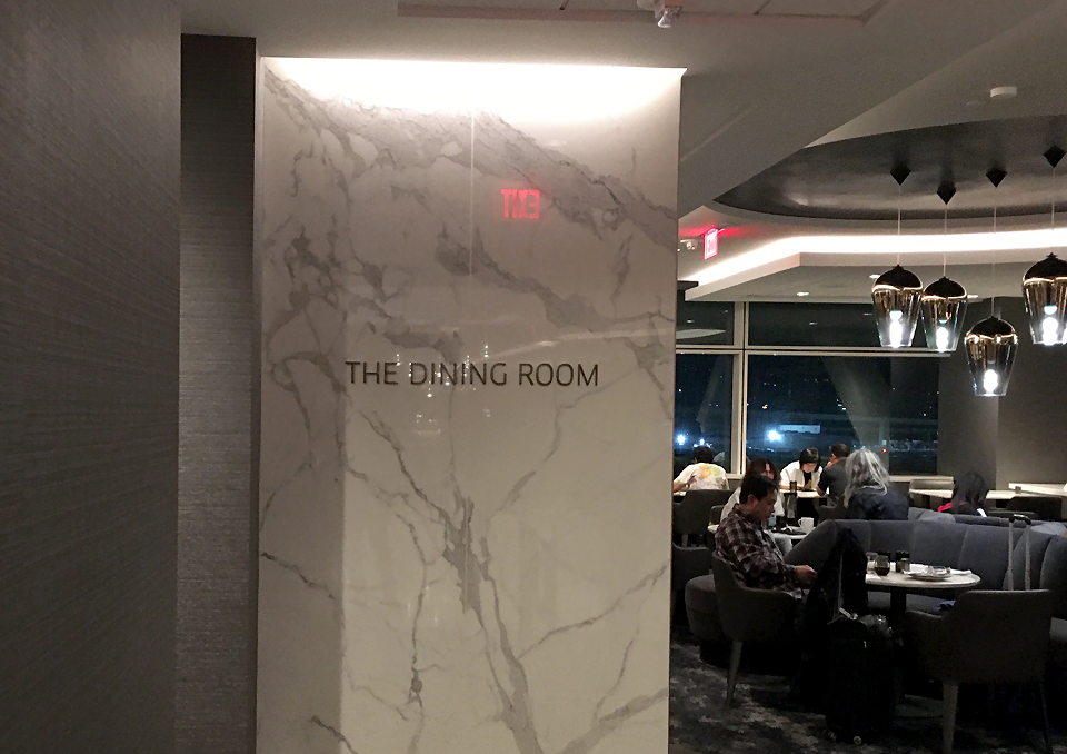 Private dining room at United Polaris lounge at San Francisco.