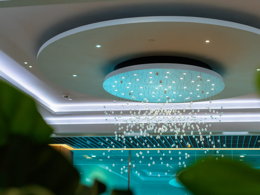 Crystal chandelier at the renovated Singapore Airlines Business Class lounge