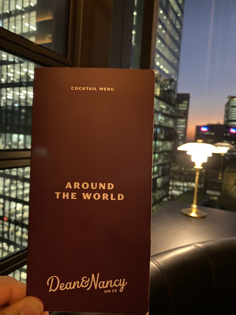 Around the world cocktail list at Dean & Nancy