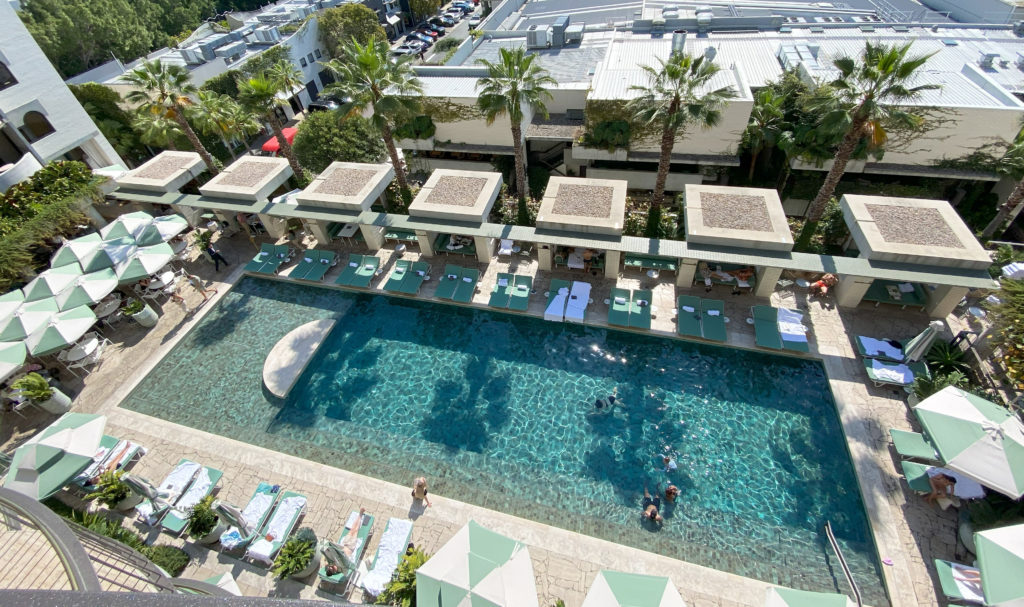 Pool view from the room at The Calile, Brisbane