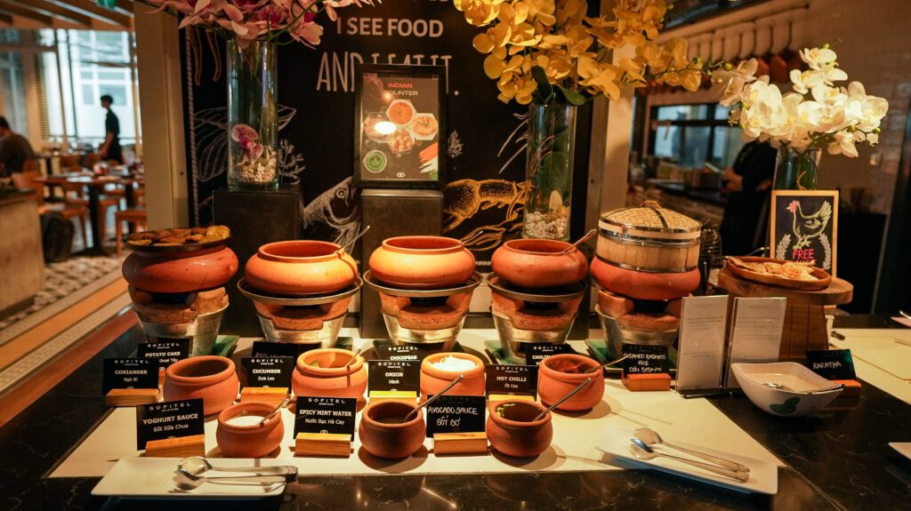 Spectacular choices of dips at Mezz restaurant.